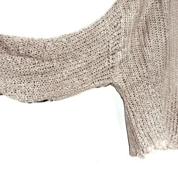 Crop Open Weave Billow Poet Sleeve Cardigan - Picture 3 of 6